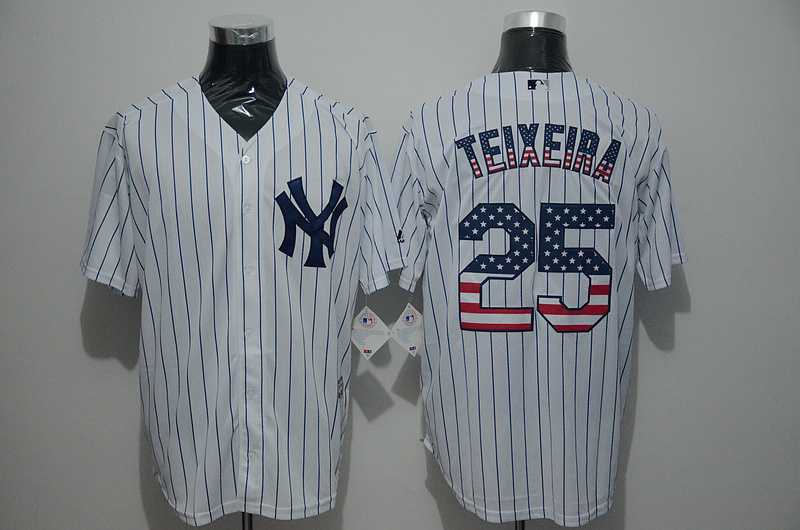 New York Yankees #25 Mark Teixeira White Pinstripe USA Flag Fashion Stitched MLB Jersey,We sell and wholesale New York Yankees #25 Mark Teixeira White Pinstripe USA Flag Fashion Stitched MLB Jersey on line form chian!